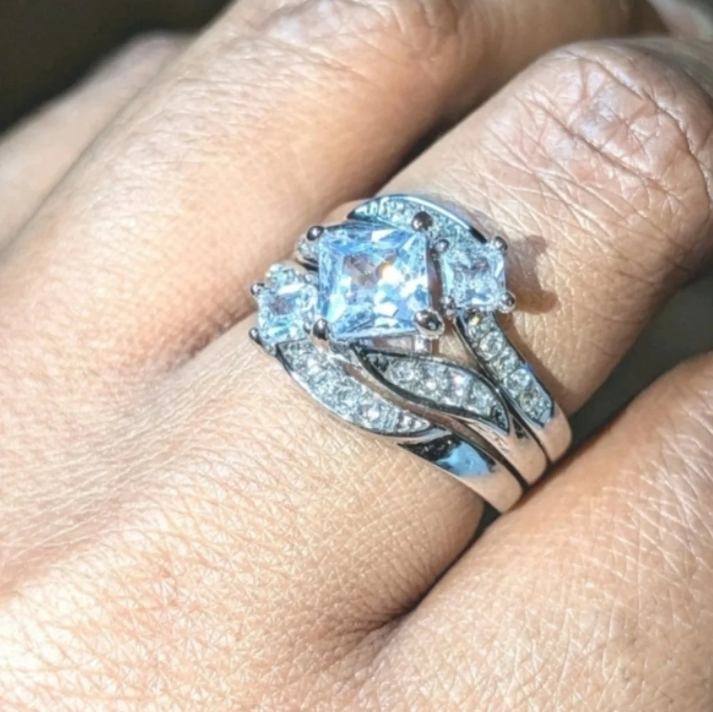 Womens 4ct Intricate Detailed Lab Created Diamond Engagement Ring Set Sz7
